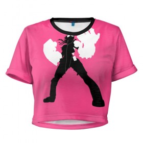 Женская футболка 3D укороченная с принтом Pink в Екатеринбурге, 100% полиэстер | круглая горловина, длина футболки до линии талии, рукава с отворотами | league of legends | lol | vi | вай | лига легенд | лол