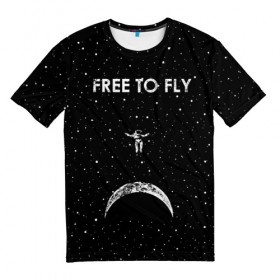 Мужская футболка 3D с принтом Free to Fly в Екатеринбурге, 100% полиэфир | прямой крой, круглый вырез горловины, длина до линии бедер | astronaut | cosmic | cosmonaut | cosmos | fly | galaxy | planet | space | star | universe | астронавт | вселенная | галактика | звезды | космонавт | космос | планета | полет