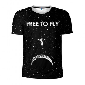 Мужская футболка 3D спортивная с принтом Free to Fly в Екатеринбурге, 100% полиэстер с улучшенными характеристиками | приталенный силуэт, круглая горловина, широкие плечи, сужается к линии бедра | astronaut | cosmic | cosmonaut | cosmos | fly | galaxy | planet | space | star | universe | астронавт | вселенная | галактика | звезды | космонавт | космос | планета | полет