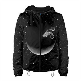 Женская куртка 3D с принтом Астронавт байкер в Екатеринбурге, ткань верха — 100% полиэстер, подклад — флис | прямой крой, подол и капюшон оформлены резинкой с фиксаторами, два кармана без застежек по бокам, один большой потайной карман на груди. Карман на груди застегивается на липучку | astronaut | cosmonaut | cosmos | galaxy | moto | planet | space | star | universe | астронавт | байкер | вселенная | галактика | звезды | космонавт | космос | луна | мотоцикл | планета