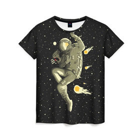 Женская футболка 3D с принтом Атака метеоров в Екатеринбурге, 100% полиэфир ( синтетическое хлопкоподобное полотно) | прямой крой, круглый вырез горловины, длина до линии бедер | astronaut | cosmonaut | cosmos | galaxy | meteor | planet | space | star | universe | астронавт | вселенная | галактика | гравитация | звезды | космонавт | космос | метеор | планета