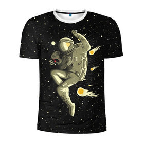 Мужская футболка 3D спортивная с принтом Атака метеоров в Екатеринбурге, 100% полиэстер с улучшенными характеристиками | приталенный силуэт, круглая горловина, широкие плечи, сужается к линии бедра | Тематика изображения на принте: astronaut | cosmonaut | cosmos | galaxy | meteor | planet | space | star | universe | астронавт | вселенная | галактика | гравитация | звезды | космонавт | космос | метеор | планета