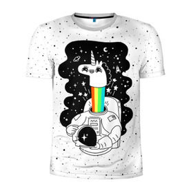 Мужская футболка 3D спортивная с принтом Единорог астронавт в Екатеринбурге, 100% полиэстер с улучшенными характеристиками | приталенный силуэт, круглая горловина, широкие плечи, сужается к линии бедра | astronaut | cosmonaut | cosmos | galaxy | planet | space | star | universe | астронавт | бесконечность | вселенная | галактика | единорог | звезды | космонавт | космос | планета