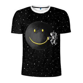 Мужская футболка 3D спортивная с принтом Лунная улыбка в Екатеринбурге, 100% полиэстер с улучшенными характеристиками | приталенный силуэт, круглая горловина, широкие плечи, сужается к линии бедра | astronaut | cosmonaut | cosmos | galaxy | meteor | moon | planet | smile | space | universe | астронавт | вселенная | галактика | звезды | космонавт | космос | луна | смайл | улыбка