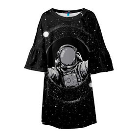 Детское платье 3D с принтом Черная дыра в Екатеринбурге, 100% полиэстер | прямой силуэт, чуть расширенный к низу. Круглая горловина, на рукавах — воланы | astronaut | cosmonaut | cosmos | galaxy | meteor | moon | planet | space | star | universe | астронавт | бесконечность | вселенная | галактика | космонавт | космос | черная дыра