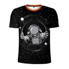 Мужская футболка 3D спортивная с принтом Черная дыра в Екатеринбурге, 100% полиэстер с улучшенными характеристиками | приталенный силуэт, круглая горловина, широкие плечи, сужается к линии бедра | Тематика изображения на принте: astronaut | cosmonaut | cosmos | galaxy | meteor | moon | planet | space | star | universe | астронавт | бесконечность | вселенная | галактика | космонавт | космос | черная дыра