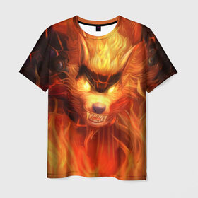 Мужская футболка 3D с принтом Fire Wolf в Екатеринбурге, 100% полиэфир | прямой крой, круглый вырез горловины, длина до линии бедер | league of legends | lol | warwick | wolf | варвик | волк | лига легенд | лол