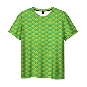 Мужская футболка 3D с принтом Чешуя 2 в Екатеринбурге, 100% полиэфир | прямой крой, круглый вырез горловины, длина до линии бедер | Тематика изображения на принте: дракон | змея | мозаика | узор | чешуя