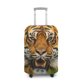 Чехол для чемодана 3D с принтом Тигр в Екатеринбурге, 86% полиэфир, 14% спандекс | двустороннее нанесение принта, прорези для ручек и колес | дикая кошка | животное | клыки | лев | тигр. tiger | хищник