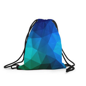 Рюкзак-мешок 3D с принтом Fight Polygon в Екатеринбурге, 100% полиэстер | плотность ткани — 200 г/м2, размер — 35 х 45 см; лямки — толстые шнурки, застежка на шнуровке, без карманов и подкладки | Тематика изображения на принте: зеленый | полигон | синий | треугольники