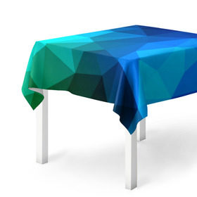 Скатерть 3D с принтом Fight Polygon в Екатеринбурге, 100% полиэстер (ткань не мнется и не растягивается) | Размер: 150*150 см | Тематика изображения на принте: зеленый | полигон | синий | треугольники