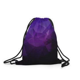 Рюкзак-мешок 3D с принтом PolyViolet в Екатеринбурге, 100% полиэстер | плотность ткани — 200 г/м2, размер — 35 х 45 см; лямки — толстые шнурки, застежка на шнуровке, без карманов и подкладки | полигон | тёмный | треугольники | фиолетовый