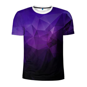 Мужская футболка 3D спортивная с принтом PolyViolet в Екатеринбурге, 100% полиэстер с улучшенными характеристиками | приталенный силуэт, круглая горловина, широкие плечи, сужается к линии бедра | полигон | тёмный | треугольники | фиолетовый