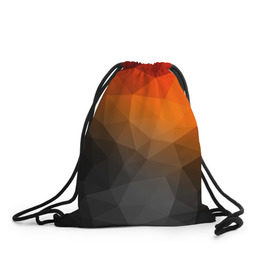 Рюкзак-мешок 3D с принтом abstraction в Екатеринбурге, 100% полиэстер | плотность ткани — 200 г/м2, размер — 35 х 45 см; лямки — толстые шнурки, застежка на шнуровке, без карманов и подкладки | оранжевый | полигон | треугольники черный