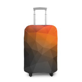 Чехол для чемодана 3D с принтом abstraction в Екатеринбурге, 86% полиэфир, 14% спандекс | двустороннее нанесение принта, прорези для ручек и колес | оранжевый | полигон | треугольники черный