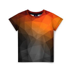 Детская футболка 3D с принтом abstraction в Екатеринбурге, 100% гипоаллергенный полиэфир | прямой крой, круглый вырез горловины, длина до линии бедер, чуть спущенное плечо, ткань немного тянется | оранжевый | полигон | треугольники черный