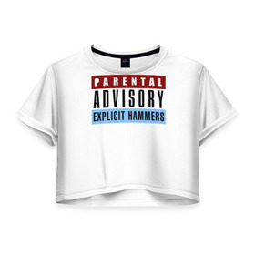 Женская футболка 3D укороченная с принтом Parental Advisory в Екатеринбурге, 100% полиэстер | круглая горловина, длина футболки до линии талии, рукава с отворотами | explicit content | hip hop | parental advisory | rap | парентал адвисори | рэп | хип хоп