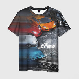 Мужская футболка 3D с принтом The CREW в Екатеринбурге, 100% полиэфир | прямой крой, круглый вырез горловины, длина до линии бедер | car | crew | dirt | grid | nfs | гонки | машина | нфс