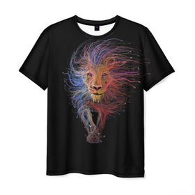 Мужская футболка 3D с принтом Лев в Екатеринбурге, 100% полиэфир | прямой крой, круглый вырез горловины, длина до линии бедер | lion | львица | хищник