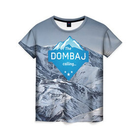 Женская футболка 3D с принтом Домбай в Екатеринбурге, 100% полиэфир ( синтетическое хлопкоподобное полотно) | прямой крой, круглый вырез горловины, длина до линии бедер | домбай