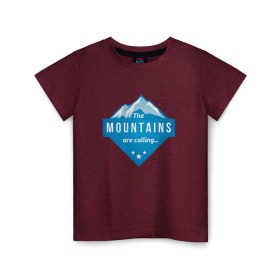 Детская футболка хлопок с принтом Горы зовут в Екатеринбурге, 100% хлопок | круглый вырез горловины, полуприлегающий силуэт, длина до линии бедер | альпинизм | горы | лыжи | сноуборд