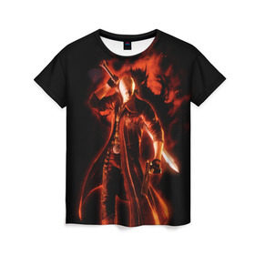 Женская футболка 3D с принтом Devil May Cry в Екатеринбурге, 100% полиэфир ( синтетическое хлопкоподобное полотно) | прямой крой, круглый вырез горловины, длина до линии бедер | devil | данте | дьявол | слэшер