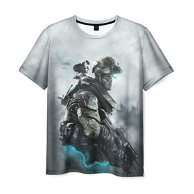 Мужская футболка 3D с принтом Ghost Recon в Екатеринбурге, 100% полиэфир | прямой крой, круглый вырез горловины, длина до линии бедер | battlefield | call of duty | clancy | cod | counter | csgo | rainbow | six | strike | tom | tom clancy’s
