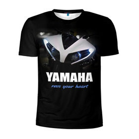 Мужская футболка 3D спортивная с принтом Yamaha в Екатеринбурге, 100% полиэстер с улучшенными характеристиками | приталенный силуэт, круглая горловина, широкие плечи, сужается к линии бедра | yamaha | yzf | байк | байкер | мото | мотоцикл | мотоциклист | ямаха