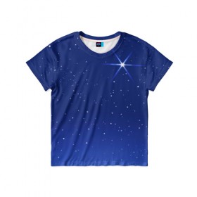 Детская футболка 3D с принтом Звезда пленительного счастья в Екатеринбурге, 100% гипоаллергенный полиэфир | прямой крой, круглый вырез горловины, длина до линии бедер, чуть спущенное плечо, ткань немного тянется | блеск | галактика | звёзды | космос | лучи | небо | ночь