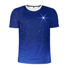 Мужская футболка 3D спортивная с принтом Звезда пленительного счастья в Екатеринбурге, 100% полиэстер с улучшенными характеристиками | приталенный силуэт, круглая горловина, широкие плечи, сужается к линии бедра | блеск | галактика | звёзды | космос | лучи | небо | ночь