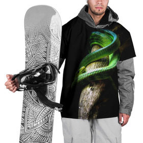 Накидка на куртку 3D с принтом Змея на груди в Екатеринбурге, 100% полиэстер |  | гадюка | дерево | джунгли | зелёный змей | змея | кобра | природа | удав