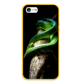 Чехол для iPhone 5/5S матовый с принтом Змея на груди в Екатеринбурге, Силикон | Область печати: задняя сторона чехла, без боковых панелей | гадюка | дерево | джунгли | зелёный змей | змея | кобра | природа | удав