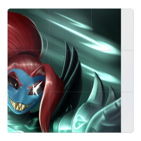 Магнитный плакат 3Х3 с принтом Undyne в Екатеринбурге, Полимерный материал с магнитным слоем | 9 деталей размером 9*9 см | 