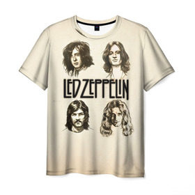Мужская футболка 3D с принтом Led Zeppelin 1 в Екатеринбурге, 100% полиэфир | прямой крой, круглый вырез горловины, длина до линии бедер | led zeppelin | лед зеппелин | роберт плант