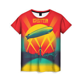 Женская футболка 3D с принтом Led Zeppelin 3 в Екатеринбурге, 100% полиэфир ( синтетическое хлопкоподобное полотно) | прямой крой, круглый вырез горловины, длина до линии бедер | led zeppelin | лед зеппелин | роберт плант