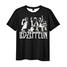 Мужская футболка 3D с принтом Led Zeppelin 4 в Екатеринбурге, 100% полиэфир | прямой крой, круглый вырез горловины, длина до линии бедер | led zeppelin | лед зеппелин | роберт плант