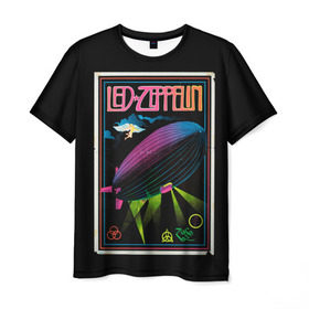 Мужская футболка 3D с принтом Led Zeppelin 6 в Екатеринбурге, 100% полиэфир | прямой крой, круглый вырез горловины, длина до линии бедер | led zeppelin | лед зеппелин | роберт плант