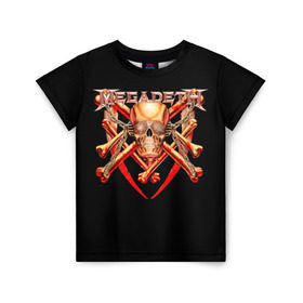 Детская футболка 3D с принтом Megadeth 1 в Екатеринбурге, 100% гипоаллергенный полиэфир | прямой крой, круглый вырез горловины, длина до линии бедер, чуть спущенное плечо, ткань немного тянется | megadeth | дирк вербурен | дэвид эллефсон | дэйв мастейн | кико лоурейро | мегадэт
