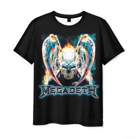 Мужская футболка 3D с принтом Megadeth 4 в Екатеринбурге, 100% полиэфир | прямой крой, круглый вырез горловины, длина до линии бедер | megadeth | дирк вербурен | дэвид эллефсон | дэйв мастейн | кико лоурейро | мегадэт