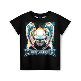 Детская футболка 3D с принтом Megadeth 4 в Екатеринбурге, 100% гипоаллергенный полиэфир | прямой крой, круглый вырез горловины, длина до линии бедер, чуть спущенное плечо, ткань немного тянется | megadeth | дирк вербурен | дэвид эллефсон | дэйв мастейн | кико лоурейро | мегадэт