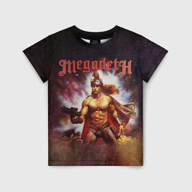 Детская футболка 3D с принтом Megadeth 6 в Екатеринбурге, 100% гипоаллергенный полиэфир | прямой крой, круглый вырез горловины, длина до линии бедер, чуть спущенное плечо, ткань немного тянется | megadeth | дирк вербурен | дэвид эллефсон | дэйв мастейн | кико лоурейро | мегадэт