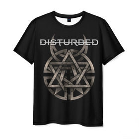 Мужская футболка 3D с принтом Disturbed 2 в Екатеринбурге, 100% полиэфир | прямой крой, круглый вырез горловины, длина до линии бедер | disturbed | donegan | draiman | moyer | wengren | венгрен | дистурбед | дониган | дрейман | мойер | хард рок