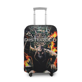 Чехол для чемодана 3D с принтом Disturbed 11 в Екатеринбурге, 86% полиэфир, 14% спандекс | двустороннее нанесение принта, прорези для ручек и колес | disturbed | donegan | draiman | moyer | wengren | венгрен | дистурбед | дониган | дрейман | мойер | хард рок