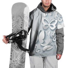 Накидка на куртку 3D с принтом Белоснежные бабочки в Екатеринбурге, 100% полиэстер |  | бабочка | девушка | кружево. красота | нежность | полёт