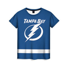 Женская футболка 3D с принтом Tampa Bay Johnson в Екатеринбурге, 100% полиэфир ( синтетическое хлопкоподобное полотно) | прямой крой, круглый вырез горловины, длина до линии бедер | 9 | tampa bay lightning | tyler johnson | нхл | тайлер джонсон | тампа бэй лайтнинг | хоккей