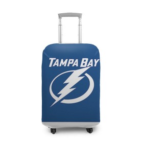 Чехол для чемодана 3D с принтом Tampa Bay Johnson в Екатеринбурге, 86% полиэфир, 14% спандекс | двустороннее нанесение принта, прорези для ручек и колес | 9 | tampa bay lightning | tyler johnson | нхл | тайлер джонсон | тампа бэй лайтнинг | хоккей