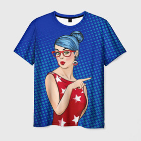 Мужская футболка 3D с принтом Pop Art Girl в Екатеринбурге, 100% полиэфир | прямой крой, круглый вырез горловины, длина до линии бедер | Тематика изображения на принте: retro | арт | винтаж | девушка | искусство | поп | ретро