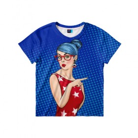 Детская футболка 3D с принтом Pop Art Girl в Екатеринбурге, 100% гипоаллергенный полиэфир | прямой крой, круглый вырез горловины, длина до линии бедер, чуть спущенное плечо, ткань немного тянется | retro | арт | винтаж | девушка | искусство | поп | ретро