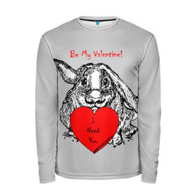 Мужской лонгслив 3D с принтом Be my Valentine в Екатеринбурге, 100% полиэстер | длинные рукава, круглый вырез горловины, полуприлегающий силуэт | 14 | animal | be my valentine | february | heart | holiday | i need you | love | rabbit | valentines day | будь моей валентинкой | день святого валентина | животное | заяц | кролик | любовь | праздник | сердце | ты мне нужен | февраль