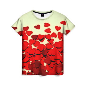 Женская футболка 3D с принтом valentine`s day в Екатеринбурге, 100% полиэфир ( синтетическое хлопкоподобное полотно) | прямой крой, круглый вырез горловины, длина до линии бедер | 14 февраля | valentines day | день влюбленных | игрушка | любовь | сердечки | сердце